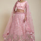 Lehenga Choli Net Pink Embroidered Lehenga Choli