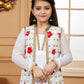 Salwar Suit Net Off White Embroidered Kids