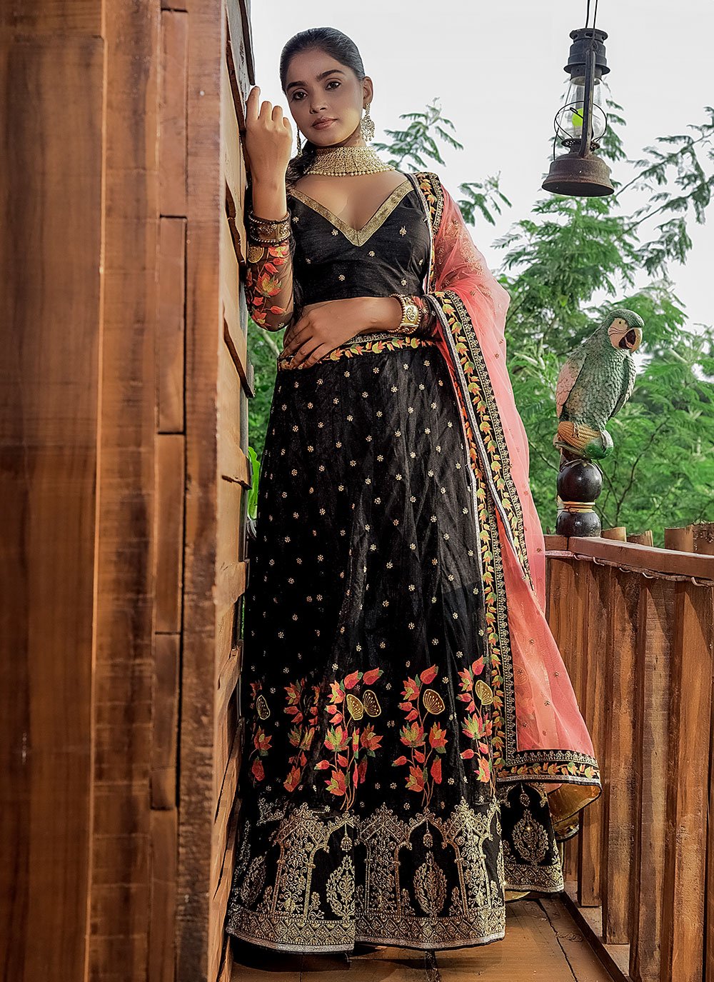 Lehenga Choli Net Black Diamond Lehenga Choli