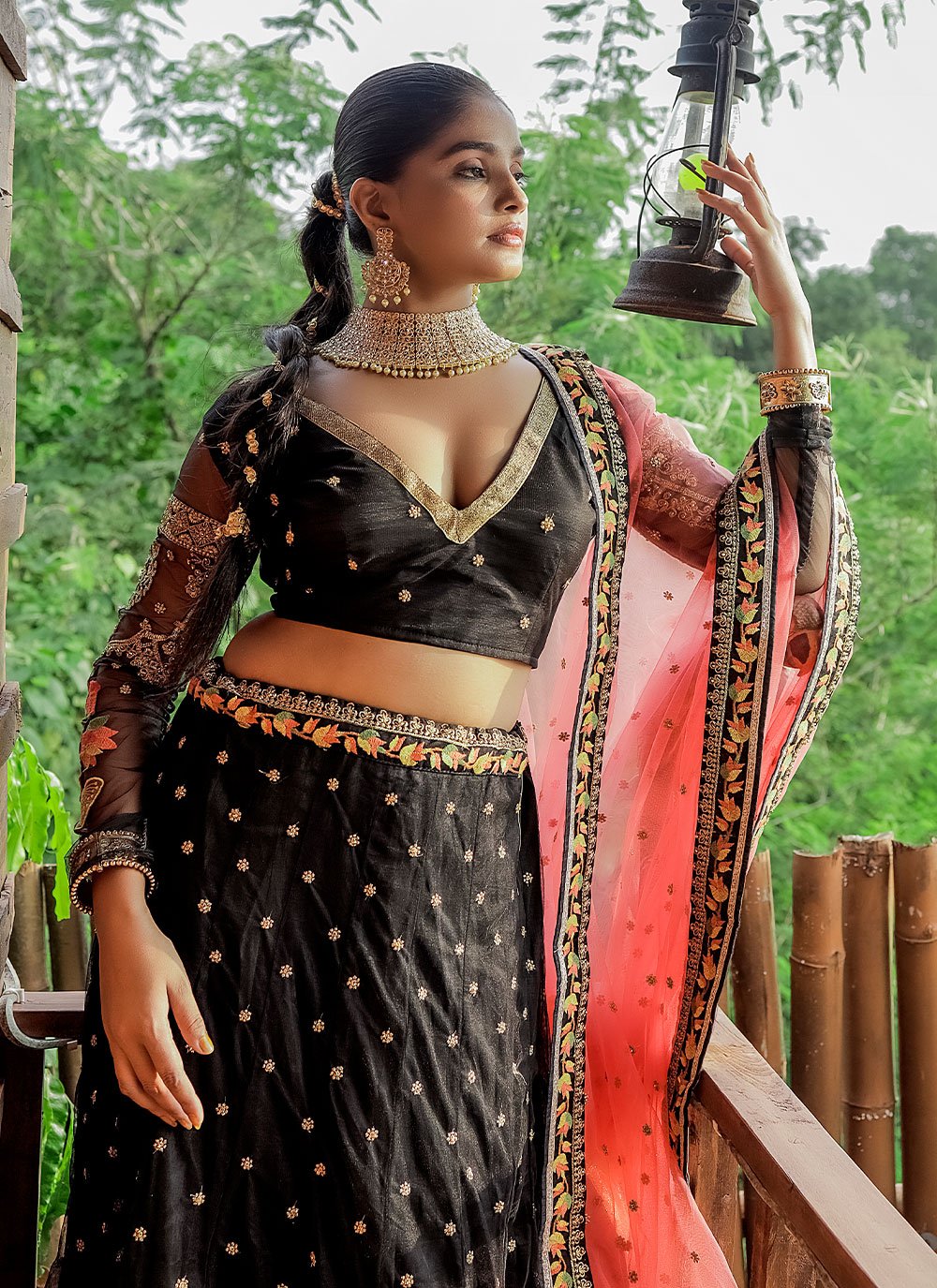 Lehenga Choli Net Black Diamond Lehenga Choli