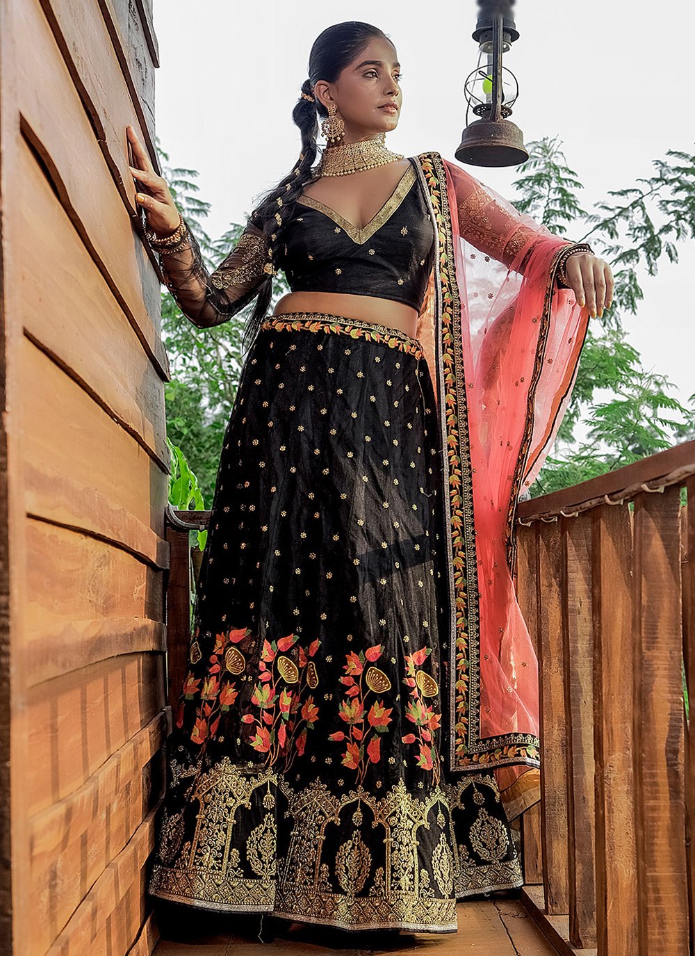 Lehenga Choli Net Black Diamond Lehenga Choli