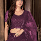 Lehenga Choli Net Purple Embroidered Lehenga Choli