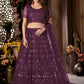 Lehenga Choli Net Purple Embroidered Lehenga Choli