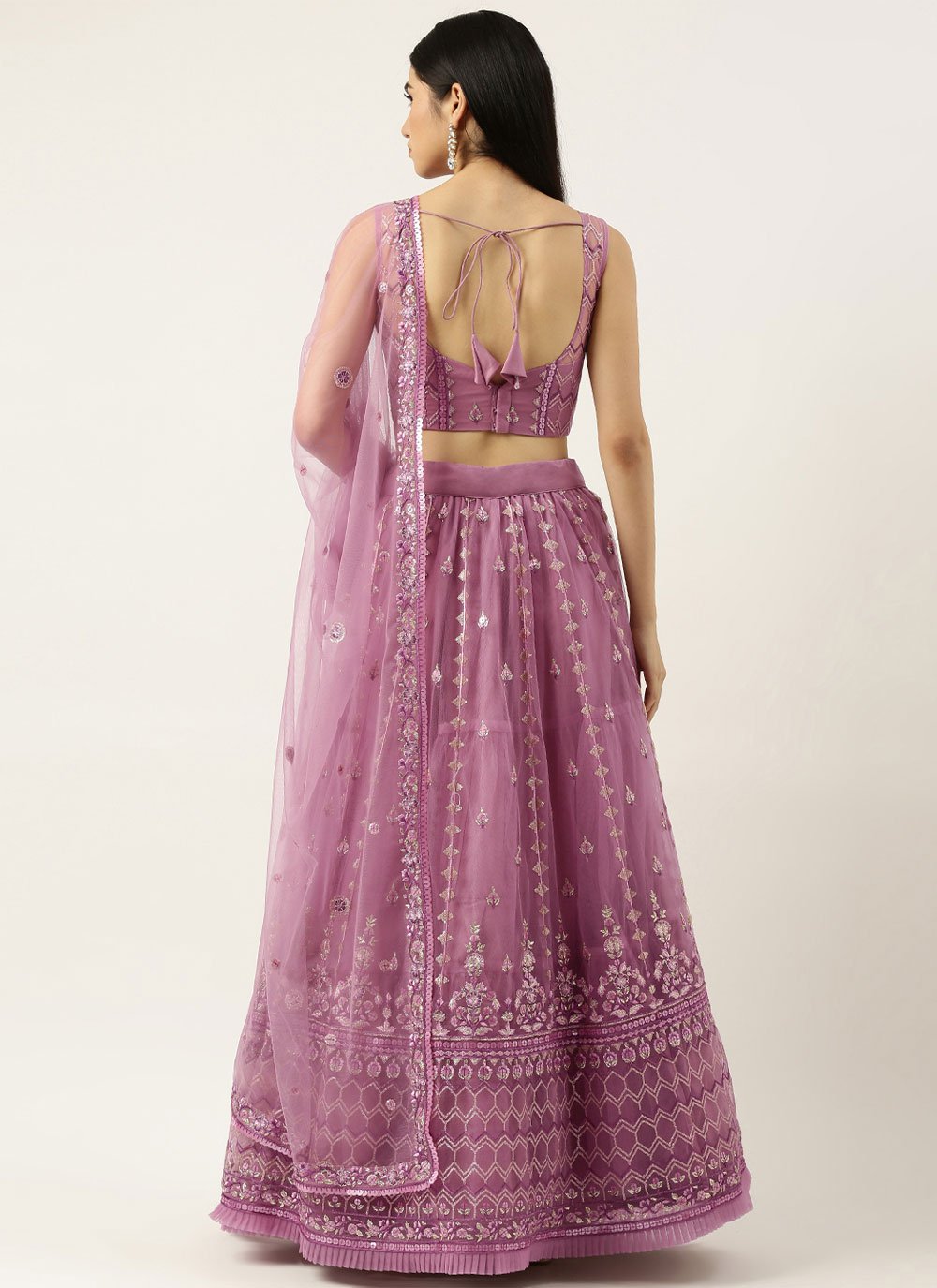 Lehenga Choli Net Lavender Embroidered Lehenga Choli