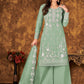 Pakistani Salwar Suit Net Sea Green Cord Work Salwar Kameez