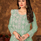 Pakistani Salwar Suit Net Sea Green Cord Work Salwar Kameez