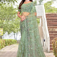 Classic Net Sea Green Embroidered Saree
