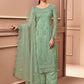 Straight Salwar Suit Net Sea Green Embroidered Salwar Kameez