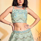 Readymade Lehenga Choli Net Sea Green Hand Work Lehenga Choli