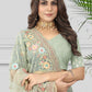 Trendy Saree Net Sea Green Embroidered Saree