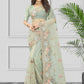 Trendy Saree Net Sea Green Embroidered Saree