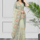 Trendy Saree Net Sea Green Embroidered Saree