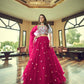 A Line Lehenga Net Hot Pink Embroidered Lehenga Choli