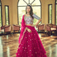 A Line Lehenga Net Hot Pink Embroidered Lehenga Choli