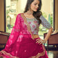 A Line Lehenga Net Hot Pink Embroidered Lehenga Choli