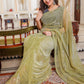 Contemporary Net Sea Green Sequins Saree