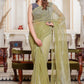 Contemporary Net Sea Green Sequins Saree