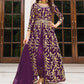 Floor Lenght Salwar Suit Net Purple Cord Work Salwar Kameez