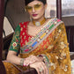 Designer Net Mustard Embroidered Saree