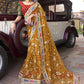 Designer Net Mustard Embroidered Saree