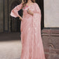 Classic Net Pink Embroidered Saree