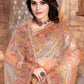 Classic Net Peach Embroidered Saree