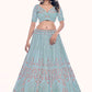 Lehenga Choli Net Turquoise Dori Work Lehenga Choli