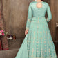 Trendy Suit Net Turquoise Embroidered Salwar Kameez