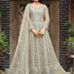 Salwar Suit Net Grey Embroidered Salwar Kameez