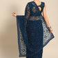 Classic Net Blue Embroidered Saree