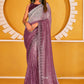 Contemporary Net Purple Digital Print Saree