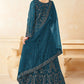 Salwar Suit Net Teal Embroidered Salwar Kameez