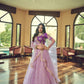 A Line Lehenga Net Purple Embroidered Lehenga Choli