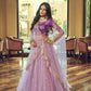 A Line Lehenga Net Purple Embroidered Lehenga Choli