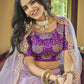 A Line Lehenga Net Purple Embroidered Lehenga Choli