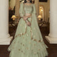 A Line Lehenga Net Green Embroidered Lehenga Choli