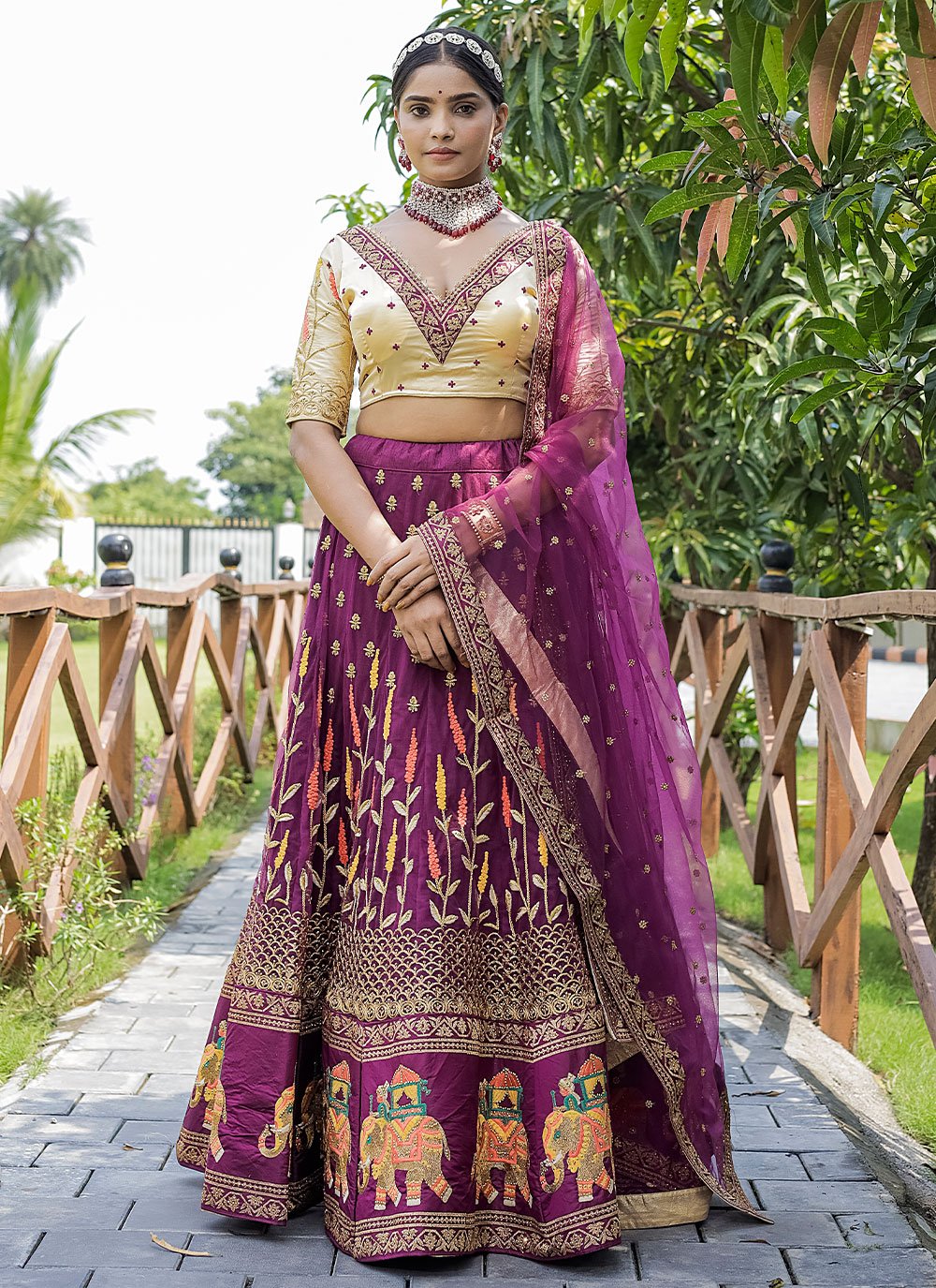 Lehenga Choli Net Purple Diamond Lehenga Choli