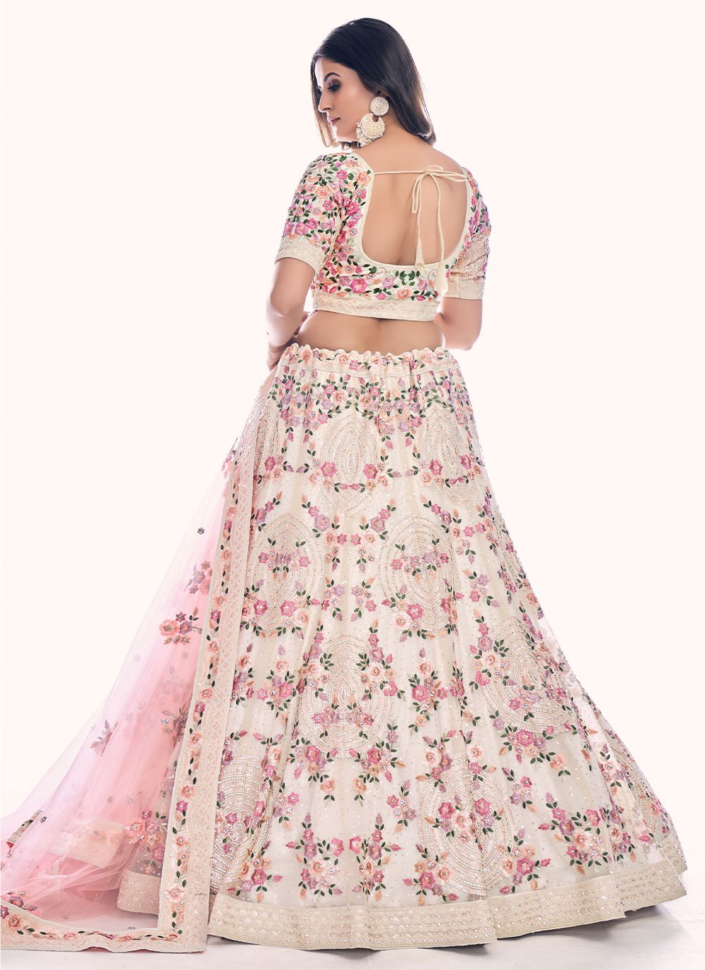 Lehenga Choli Net Off White Dori Work Lehenga Choli