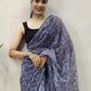 Trendy Saree Net Grey Print Saree