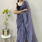 Trendy Saree Net Grey Print Saree