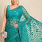 Contemporary Net Turquoise Embroidered Saree