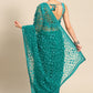 Contemporary Net Turquoise Embroidered Saree