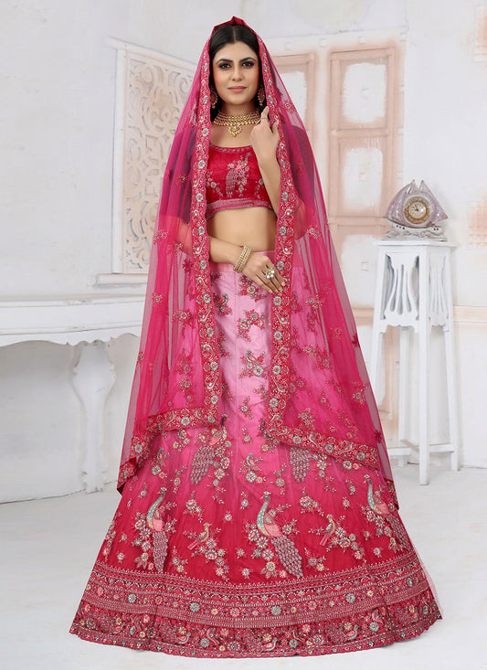 Lehenga Choli Net Rani Embroidered Lehenga Choli