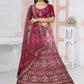 A Line Lehenga Net Wine Embroidered Lehenga Choli