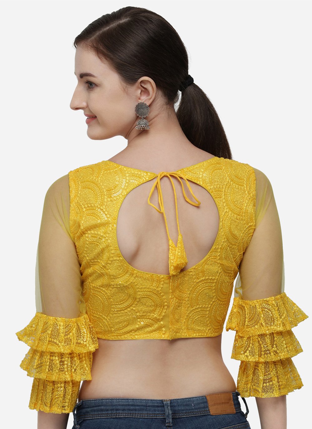 Blouse Net Yellow Embroidered Blouse