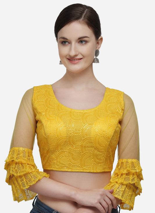 Blouse Net Yellow Embroidered Blouse