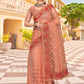 Classic Net Peach Embroidered Saree