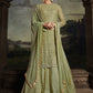 Palazzo Salwar Suit Net Green Embroidered Salwar Kameez