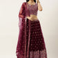 Lehenga Choli Net Maroon Embroidered Lehenga Choli