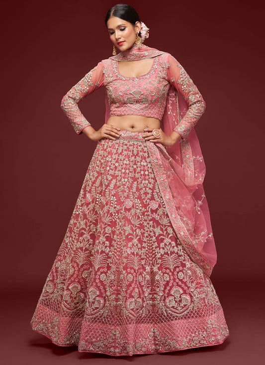 Lehenga Choli Net Pink Dori Work Lehenga Choli